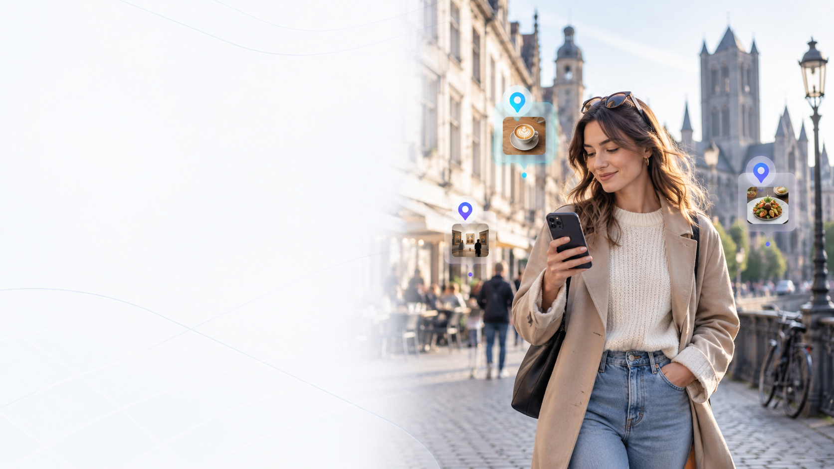 Person walking through the city using Pin My Day